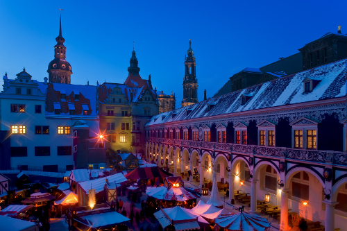 A Christkindl market in Dresden, Germany
